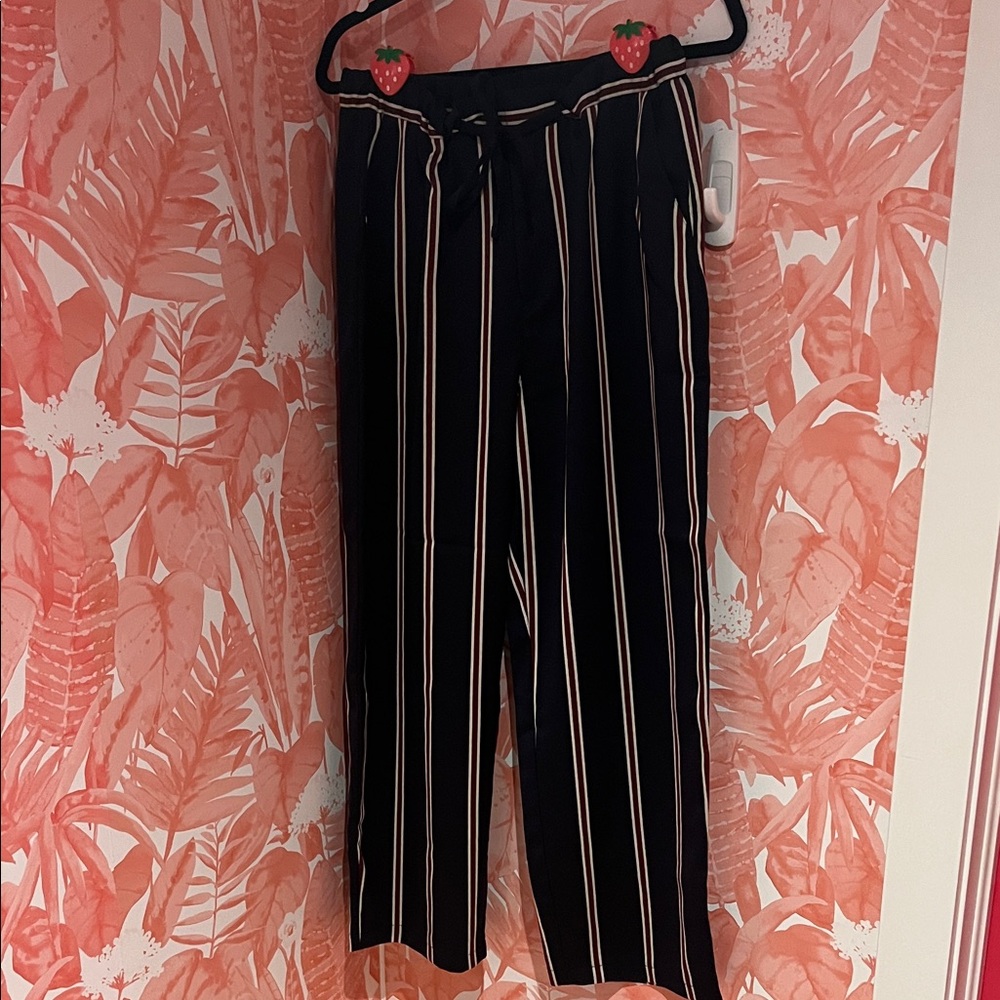 Navy Blue Striped Pants